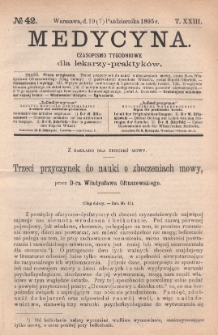 Medycyna : czasopismo tygodniowe dla lekarzy praktyk&oacute;w 1895, T. XXIII, nr 42