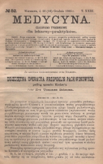 Medycyna : czasopismo tygodniowe dla lekarzy praktyk&oacute;w 1895, T. XXIII, nr 51