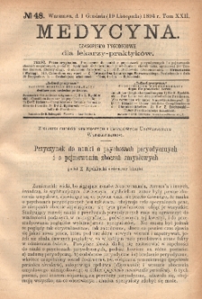 Medycyna : czasopismo tygodniowe dla lekarzy praktyk&oacute;w 1894, T. XXII, nr 48