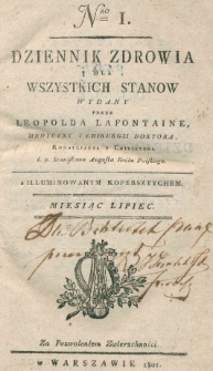 Dziennik Zdowia dla Wszystkich Stanów. Nr 1, lipiec, 1801