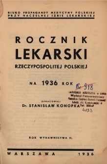 Rocznik Lekarski Rzeczypospolitej Polskiej : na 1936 rok
