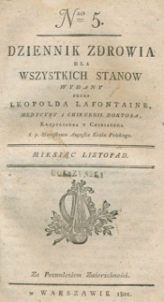 Dziennik Zdowia dla Wszystkich Stan&oacute;w. Nr 5, listopad, 1801