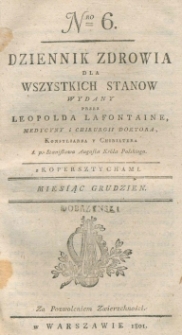 Dziennik Zdowia dla Wszystkich Stan&oacute;w. Nr 6, grudzień, 1801