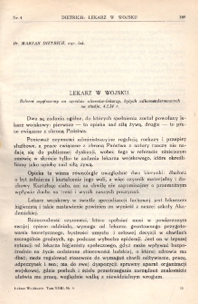 Lekarz wojskowy: dwutygodnik wydawany przez Departament Zdrowia Ministerstwa Spraw Wojskowych 1934, R. XV, T. XXIII, nr 4