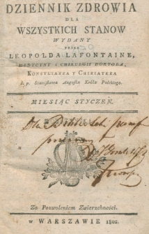 Dziennik Zdrowia dla Wszystkich Stan&oacute;w. Nr 7, styczeń, 1802
