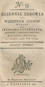 Dziennik Zdrowia dla Wszystkich Stan&oacute;w. Nr 9, marzec, 1802