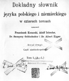 Dokładny słownik języka polskiego i niemieckiego w czterech tomach. Dział 2, Część niemiecko-polska. T. 2, M-Z oraz spis imion własnych [DJVU]