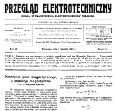 Przegląd Elektrotechniczny : organ Stowarzyszenia Elektrotechnik&oacute;w Polskich R.VI z. 4 (1924)
