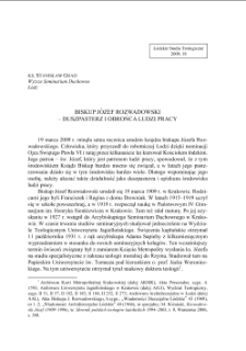 BISKUP J&Oacute;ZEF ROZWADOWSKI&ndash; DUSZPASTERZ I OBROŃCA LUDZI PRACY