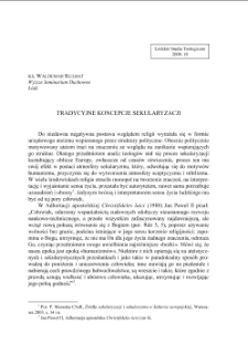 TRADYCYJNE KONCEPCJE SEKULARYZACJI