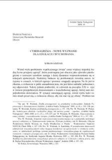 CYBERAGRESJA – NOWE WYZWANIE DLA EDUKACJI I WYCHOWANIA