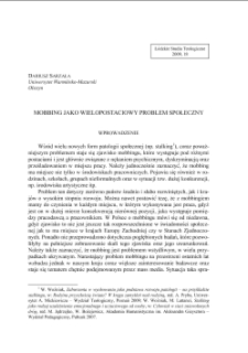 MOBBING JAKO WIELOPOSTACIOWY PROBLEM SPOŁECZNY
