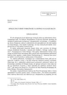 SPOŁECZNE FORMY POBOŻNOŚCI LUDOWEJ NA KASZUBACH