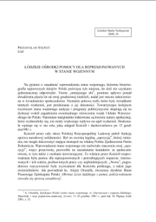 Ł&Oacute;DZKIE OŚRODKI POMOCY DLA REPRESJONOWANYCH W STANIE WOJENNYM