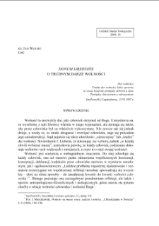 "DONUM LIBERTATIS" O TRUDNYM DARZE WOLNOŚCI