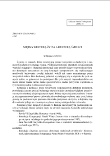 MIĘDZY KULTURĄ ŻYCIA A KULTURĄ ŚMIERCI