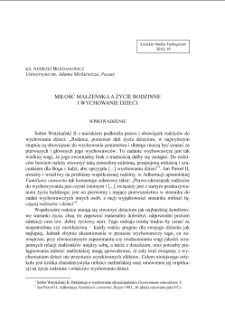 MIŁOŚĆ MAŁŻEŃSKA A ŻYCIE RODZINNE I WYCHOWANIE DZIECI