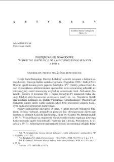 POSTĘPOWANIE DOWODOWE W ŚWIETLE INSTRUKCJI DLA SĄDU BISKUPIEGO W ŁODZI Z 1935 r.