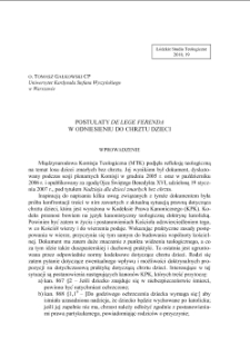 POSTULATY "DE LEGE FERENDA" W ODNIESIENIU DO CHRZTU DZIECI