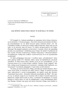 JAK MÓWIĆ DZIECIOM O BOGU W KOŚCIELE I W DOMU