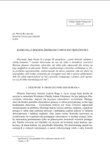 KOMUNIA Z BOGIEM ŹRÓDŁEM I OWOCEM TRZEŹWOŚCI