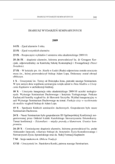 DIARIUSZ WYDARZEŃ SEMINARYJNYCH 2009-2010