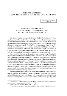 BISKUP DR ADAM LEPA– JEGO BIOGRAFIA I DZIAŁALNOŚĆ NAUKOWA,