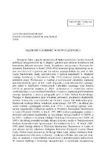 MĄDROŚĆ I DOBROŚĆ W NOWOCZESNOŚCI