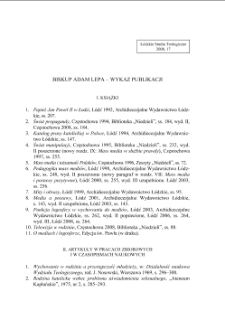 BISKUP ADAM LEPA – WYKAZ PUBLIKACJI