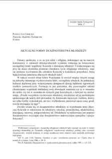 AKTUALNE FORMY DUSZPASTERSTWA MŁODZIEŻY