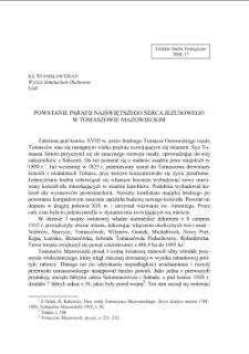 POWSTANIE PARAFII NAJŚWIĘTSZEGO SERCA JEZUSOWEGO W TOMASZOWIE MAZOWIECKIM