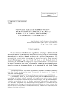 PRZYPADEK MORALNIE DOBREGO ATEISTY– RACJONALNOŚĆ INTERPRETACJI RELIGIJNEJ W KONTEKŚCIE EMPIRYCZNEGO MODELU UPRAWIANIA NAUK SPOŁECZNYCH1