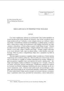 SEKULARYZACJA W PERSPEKTYWIE TEOLOGII