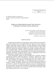 MORALNA ODPOWIEDZIALNOŚĆ PSYCHOLOGA W ŚRODKACH SPOŁECZNEGO PRZEKAZU