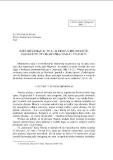 RZEŹ NIEWINIĄTEK (Mt 2, 16) WEDŁUG HISTORYKÓW, EGZEGETÓW I W OBJAWIENIACH MARII VALTORTY