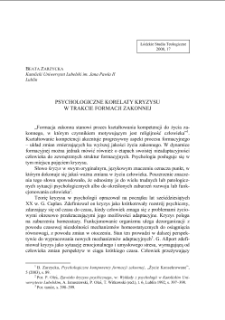 PSYCHOLOGICZNE KORELATY KRYZYSU W TRAKCIE FORMACJI ZAKONNEJ