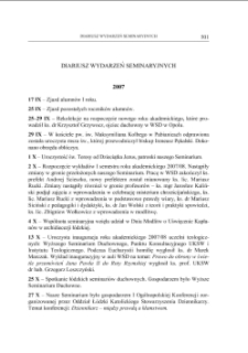 DIARIUSZ WYDARZEŃ SEMINARYJNYCH 2007-2008