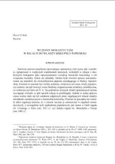 WCZESNY MONASTYCYZM W RELACJI DO WŁADZY BISKUPIEJ I PAPIESKIEJ