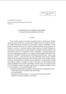 ŁAD MORALNY W ŚWIECIE MEDI&Oacute;W W NAUCZANIU BENEDYKTA XVI
