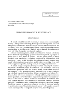 GRZECH PIERWORODNY W SFERZE RELACJI