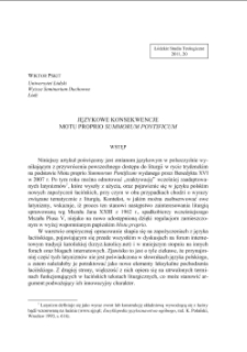 JĘZYKOWE KONSEKWENCJE MOTU PROPRIO "SUMMORUM PONTIFICUM"