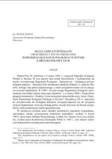 REGULAMIN STYPENDIALNY ORAZ REGUŁY ŻYCIA I DZIAŁANIA PAPIESKIEGO KOLEGIUM POLSKIEGO W RZYMIE Z DRUGIEJ POŁOWY XX W.