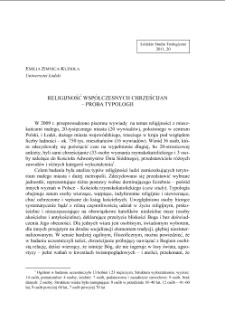 RELIGIJNOŚĆ WSPÓŁCZESNYCH CHRZEŚCIJAN – PRÓBA TYPOLOGII