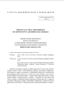 Z ŻYCIA ARCHIDIECEZJI I SEMNARIUM