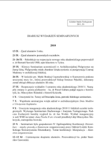 DIARIUSZ WYDARZEŃ SEMINARYJNYCH 2010-2011