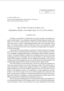 THE ACTION OF GOD IN HUMAN LIFE. TOWARDS EXPERIENTIAL DIMENSION OF EFFECTS OF GRACE