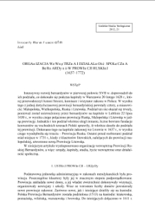 ORGANIZACJA WEWNĘTRZNA I DZIAŁALNOŚĆ SPOŁECZNA BERNARDYN&Oacute;W PROWINCJI RUSKIEJ (1637&ndash;1772)