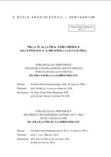 Z ŻYCIA ARCHIDIECEZJI I SEMINARIUM 2012