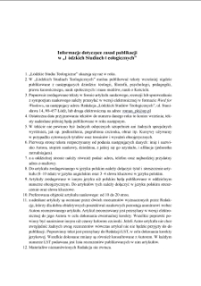 INFORMACJE DOTYCZĄCE ZASAD PUBLIKACJI W &bdquo;Ł&Oacute;DZKICH STUDIACH TEOLOGICZNYCH&rdquo;
