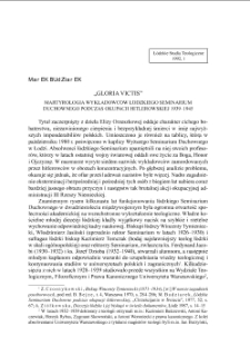 „GLORIA VICTIS” MARTYROLOGIA WYKŁADOWCÓW ŁÓDZKIEGO SEMINARIUM DUCHOWNEGO PODCZAS OKUPACJI HITLEROWSKIEJ 1939–1945